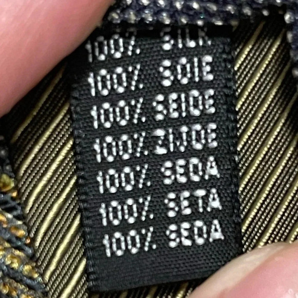 Fanti Blue Gold Square Print 100% Silk Made in Italy Men's Tie - Picture 5 of 7